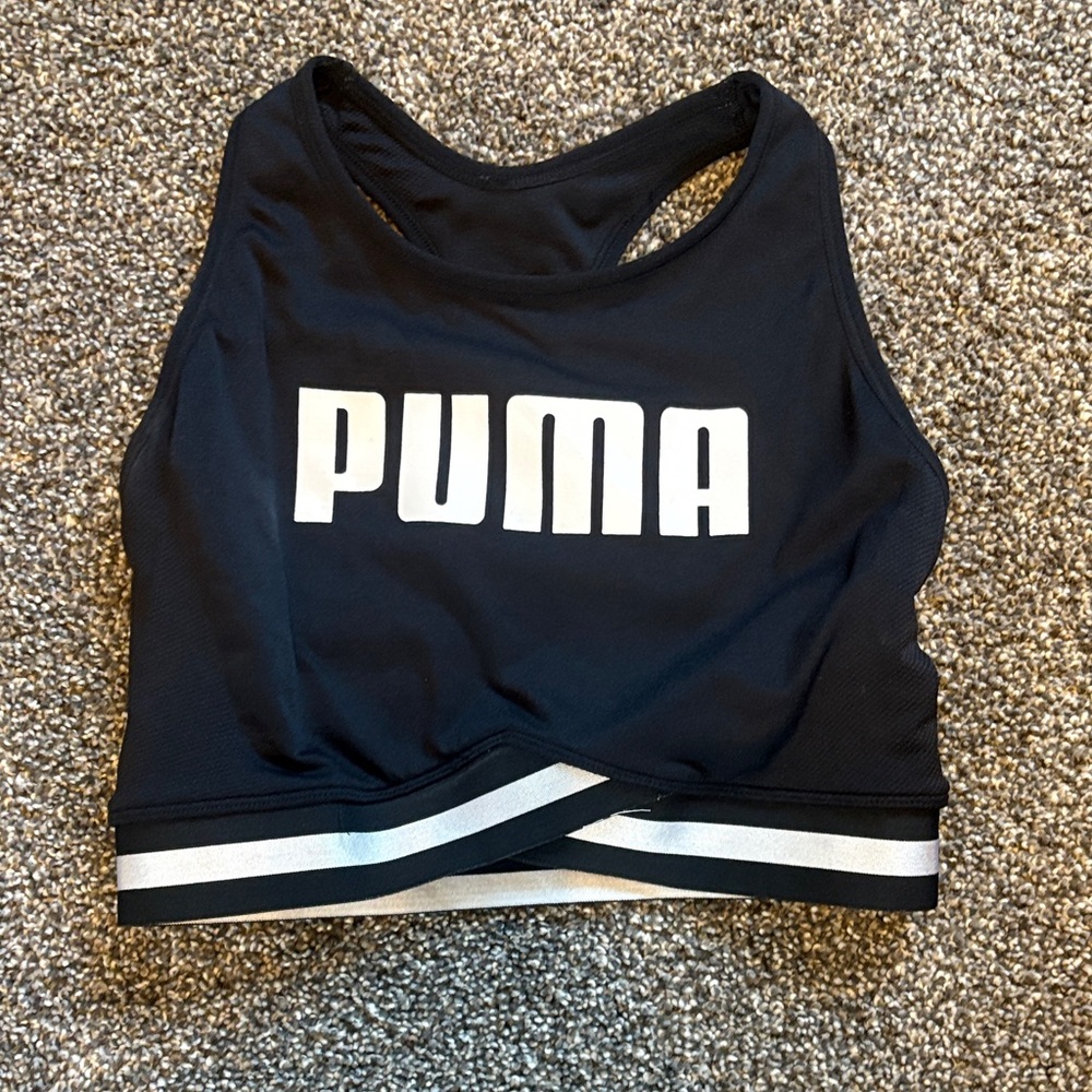 Puma Black and Silver Sports Bra
